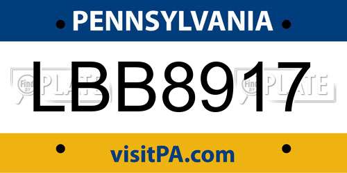 LBB8917 Pennsylvania License Plate