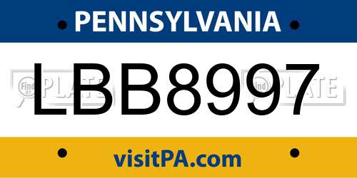 LBB8997 Pennsylvania License Plate