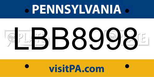 LBB8998 Pennsylvania License Plate