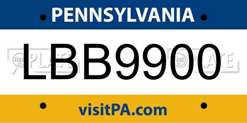 LBB9900 Pennsylvania License Plate