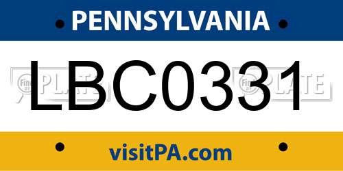 LBC0331 Pennsylvania License Plate