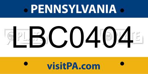 LBC0404 Pennsylvania License Plate