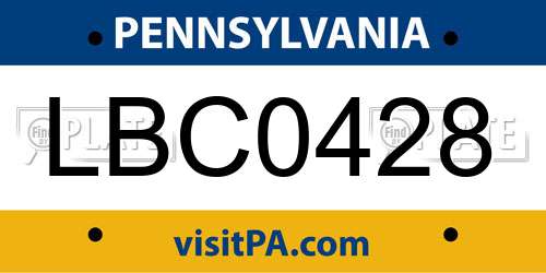 LBC0428 Pennsylvania License Plate