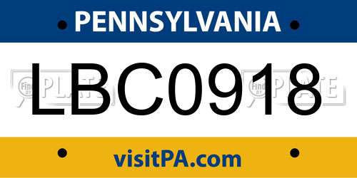 LBC0918 Pennsylvania License Plate
