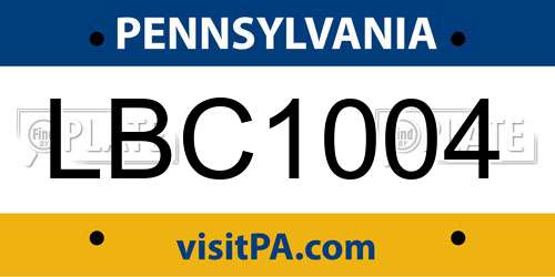 LBC1004 Pennsylvania License Plate