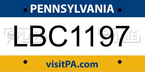 LBC1197 Pennsylvania License Plate