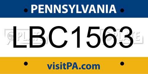 LBC1563 Pennsylvania License Plate