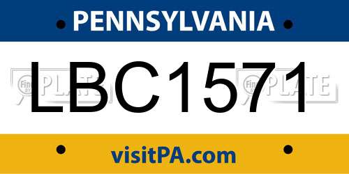 LBC1571 Pennsylvania License Plate