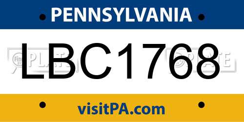 LBC1768 Pennsylvania License Plate