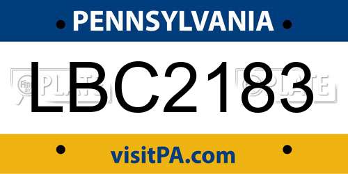 LBC2183 Pennsylvania License Plate