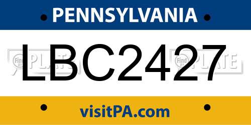 LBC2427 Pennsylvania License Plate