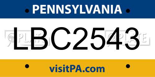 LBC2543 Pennsylvania License Plate