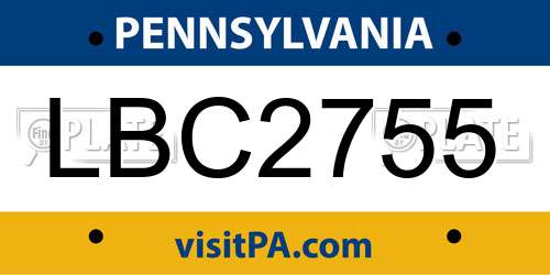 LBC2755 Pennsylvania License Plate