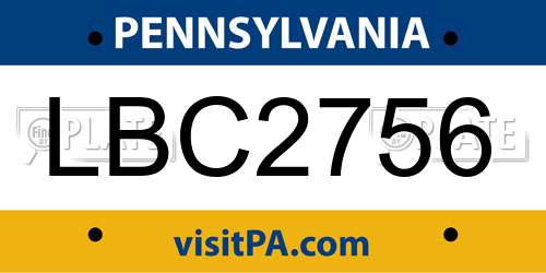 LBC2756 Pennsylvania License Plate