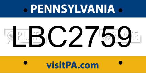 LBC2759 Pennsylvania License Plate