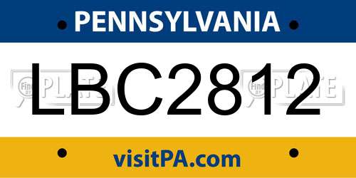 LBC2812 Pennsylvania License Plate
