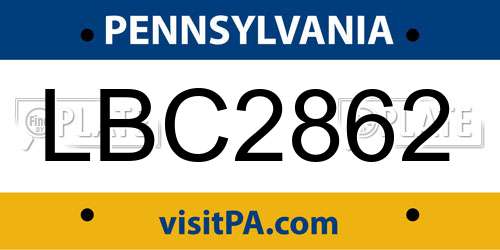 LBC2862 Pennsylvania License Plate