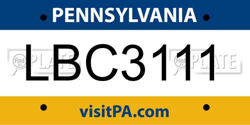 LBC3111 Pennsylvania License Plate