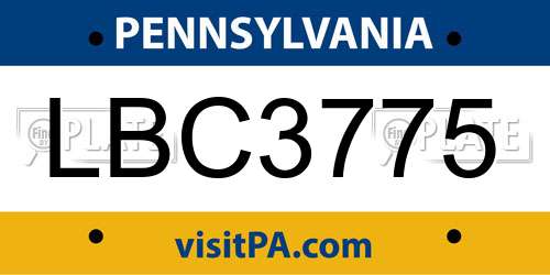 LBC3775 Pennsylvania License Plate