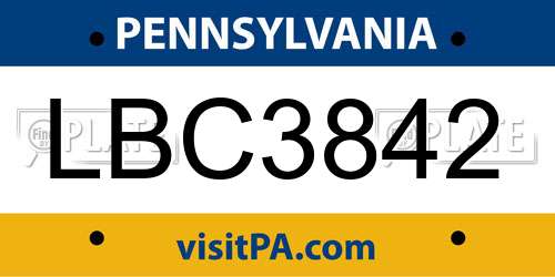 LBC3842 Pennsylvania License Plate
