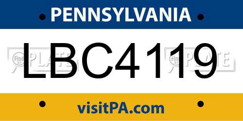 LBC4119 Pennsylvania License Plate