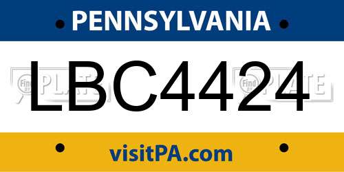 LBC4424 Pennsylvania License Plate
