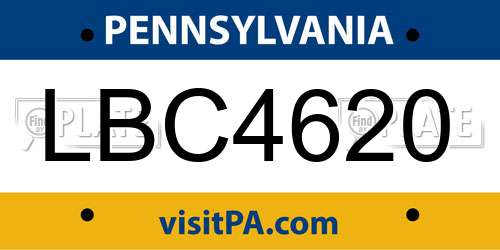 LBC4620 Pennsylvania License Plate