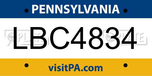 LBC4834 Pennsylvania License Plate