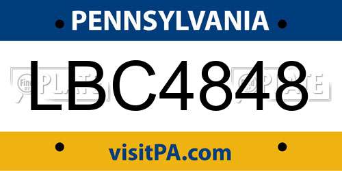 LBC4848 Pennsylvania License Plate
