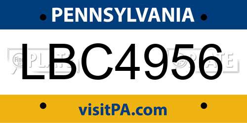 LBC4956 Pennsylvania License Plate