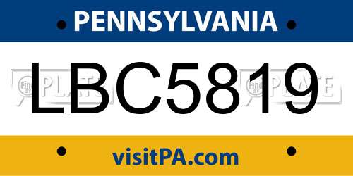 LBC5819 Pennsylvania License Plate
