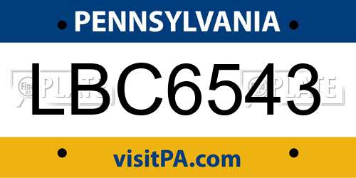 LBC6543 Pennsylvania License Plate