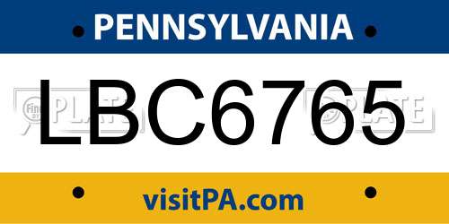 LBC6765 Pennsylvania License Plate
