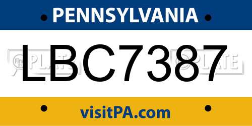 LBC7387 Pennsylvania License Plate