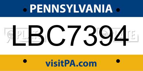 LBC7394 Pennsylvania License Plate