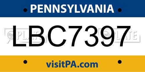 LBC7397 Pennsylvania License Plate