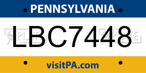 LBC7448 Pennsylvania License Plate