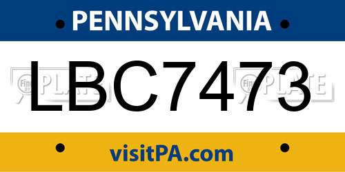 LBC7473 Pennsylvania License Plate