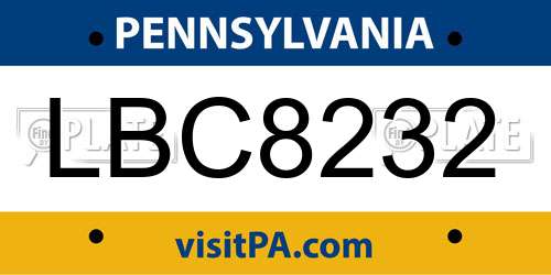 LBC8232 Pennsylvania License Plate