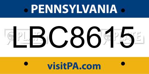 LBC8615 Pennsylvania License Plate