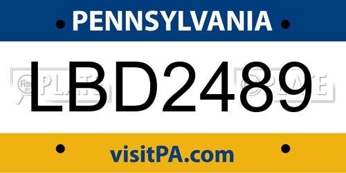 LBD2489 Pennsylvania License Plate