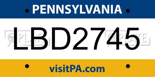 LBD2745 Pennsylvania License Plate