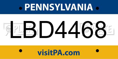LBD4468 Pennsylvania License Plate