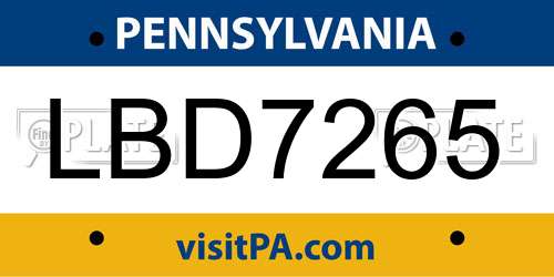 LBD7265 Pennsylvania License Plate