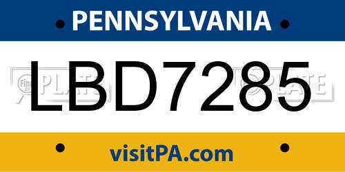 LBD7285 Pennsylvania License Plate