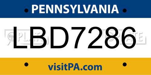 LBD7286 Pennsylvania License Plate
