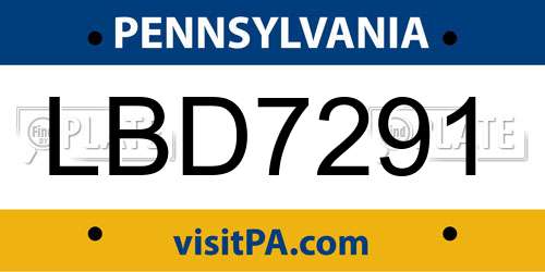 LBD7291 Pennsylvania License Plate