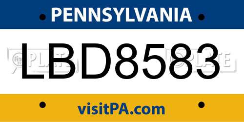 LBD8583 Pennsylvania License Plate