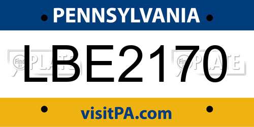 LBE2170 Pennsylvania License Plate