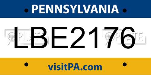 LBE2176 Pennsylvania License Plate
